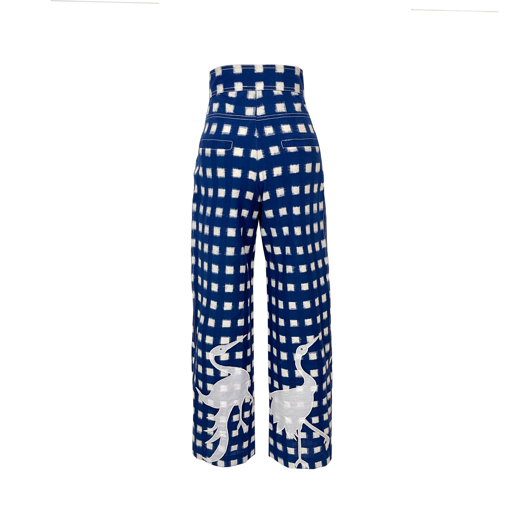 Blue Embroidery Picnic Trousers