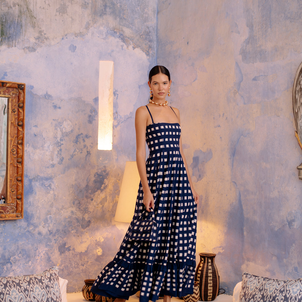 Navy Blue Checkmate Dress M