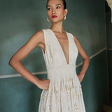 Ivory Garden Plunge Dress
