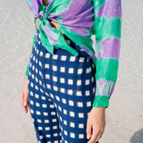 Green & Purple Tie Dye Blouse