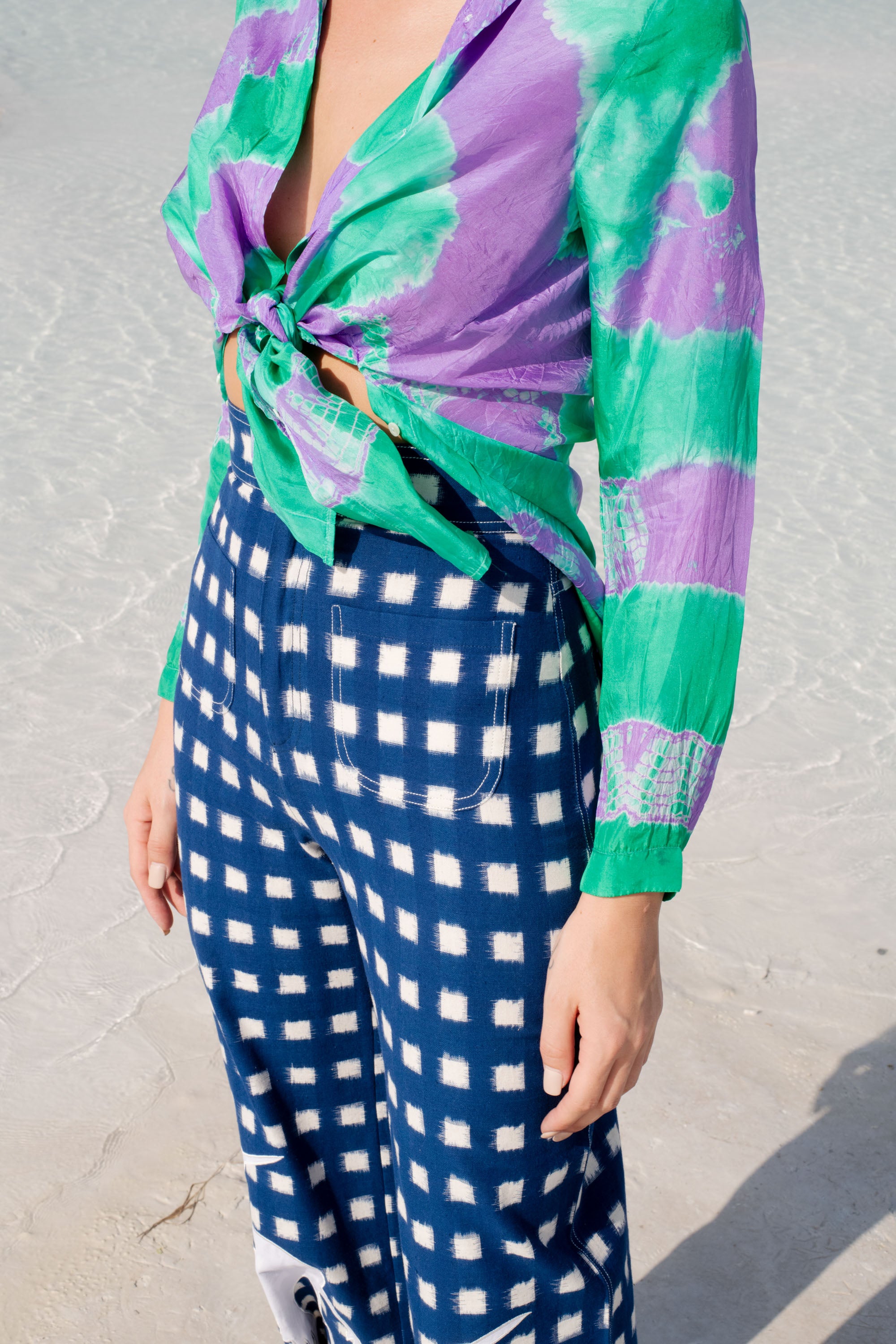 Green & Purple Tie Dye Blouse