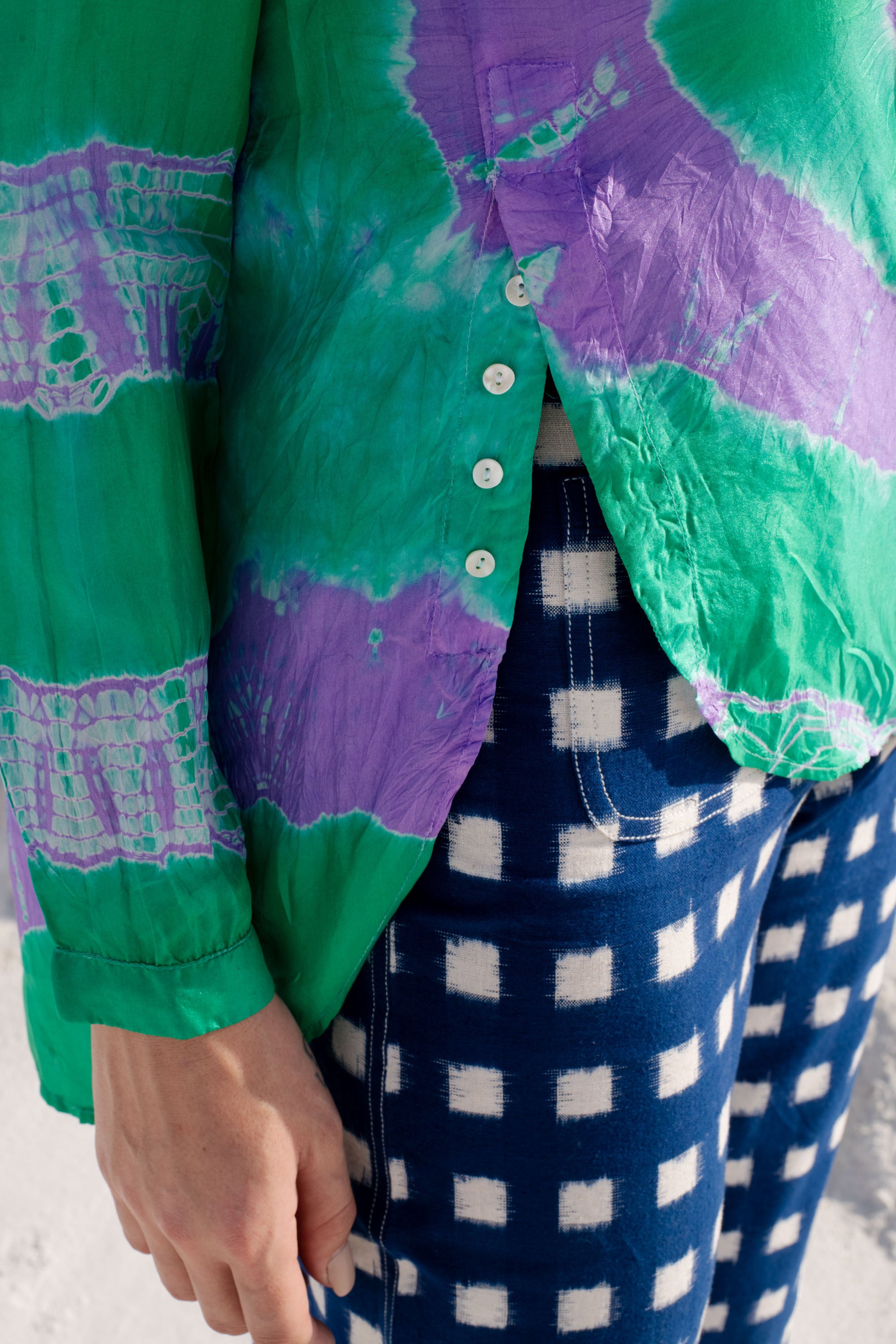Green & Purple Tie Dye Blouse