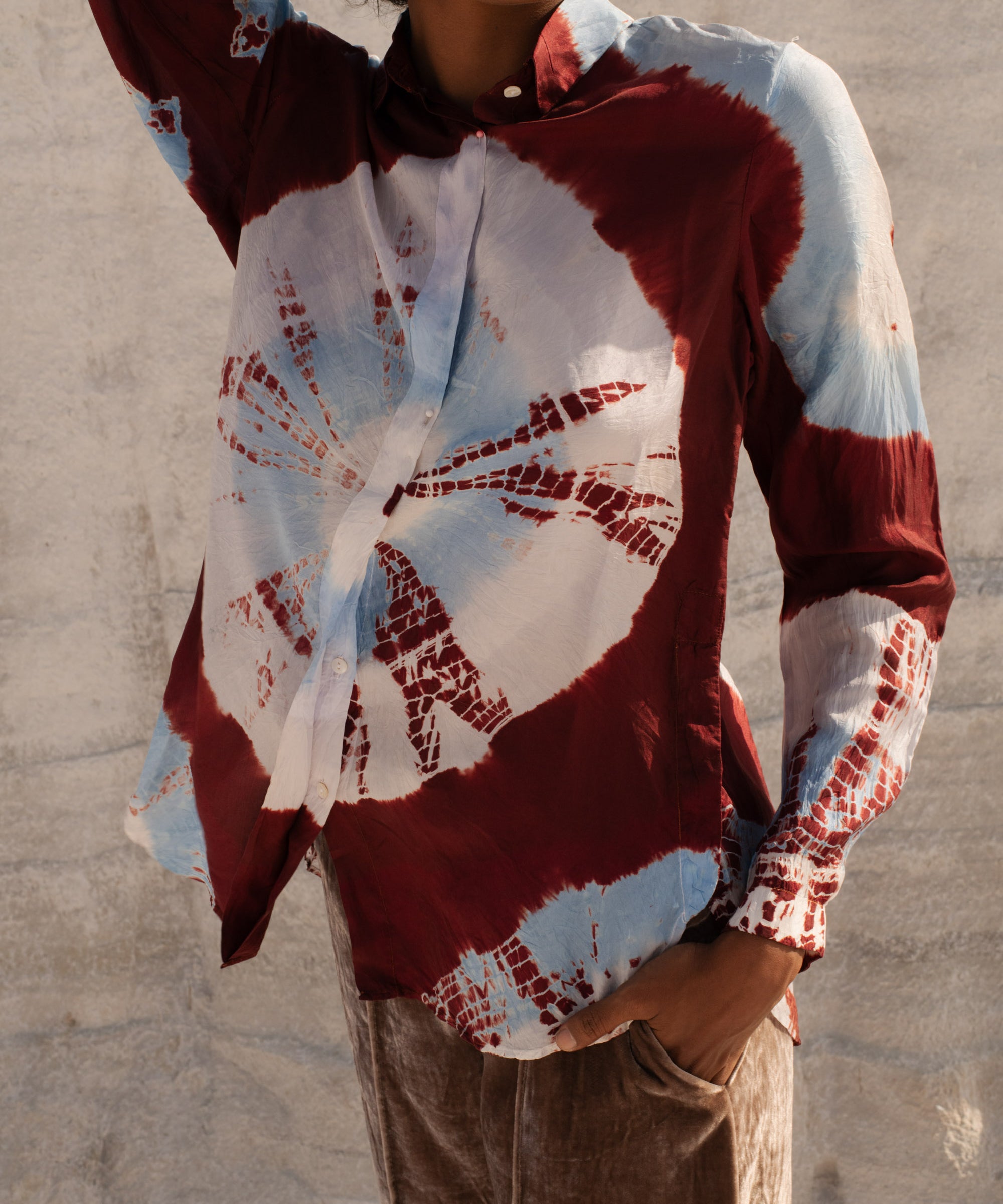 Red & Blue Tie Dye Blouse