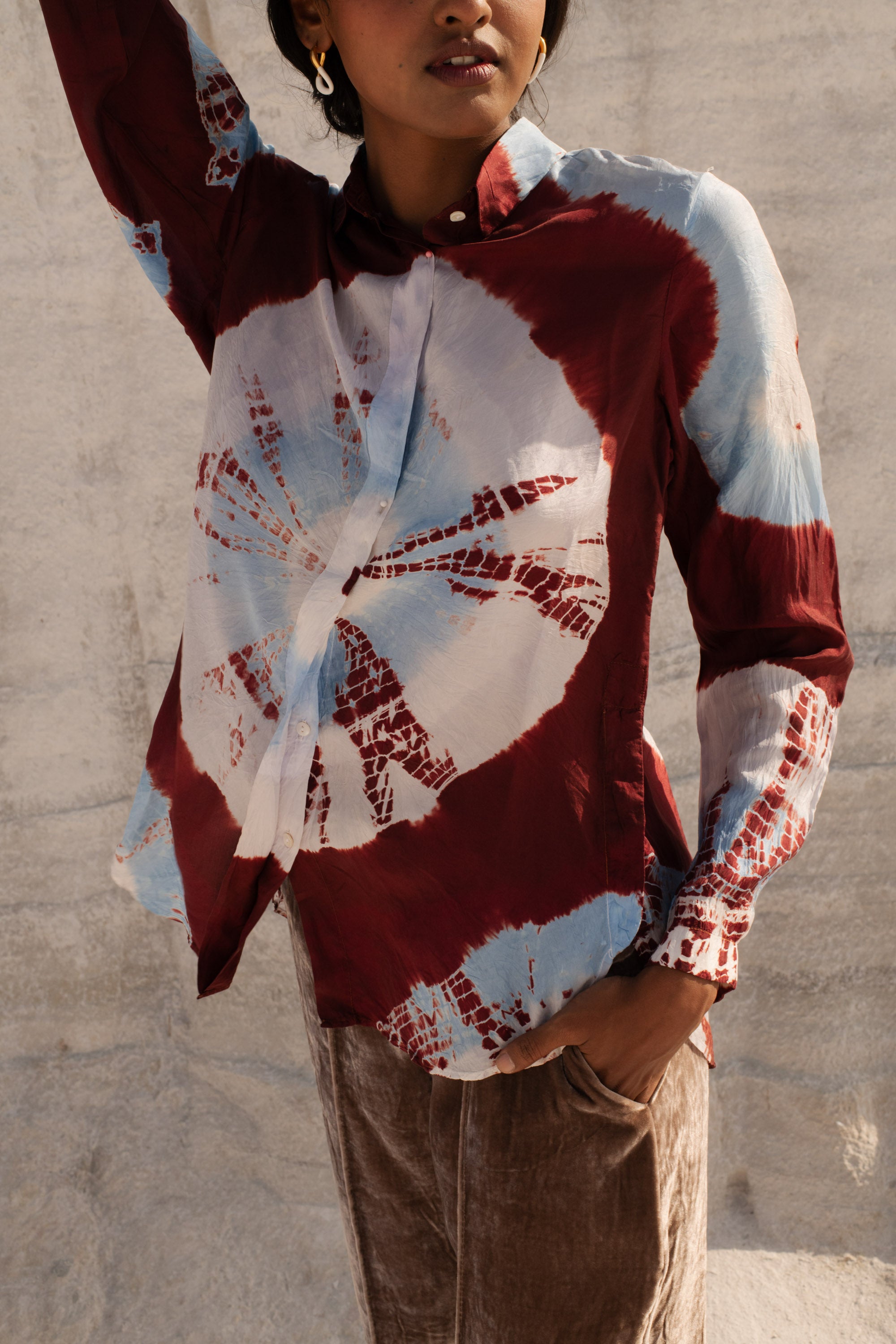 Red & Blue Tie Dye Blouse