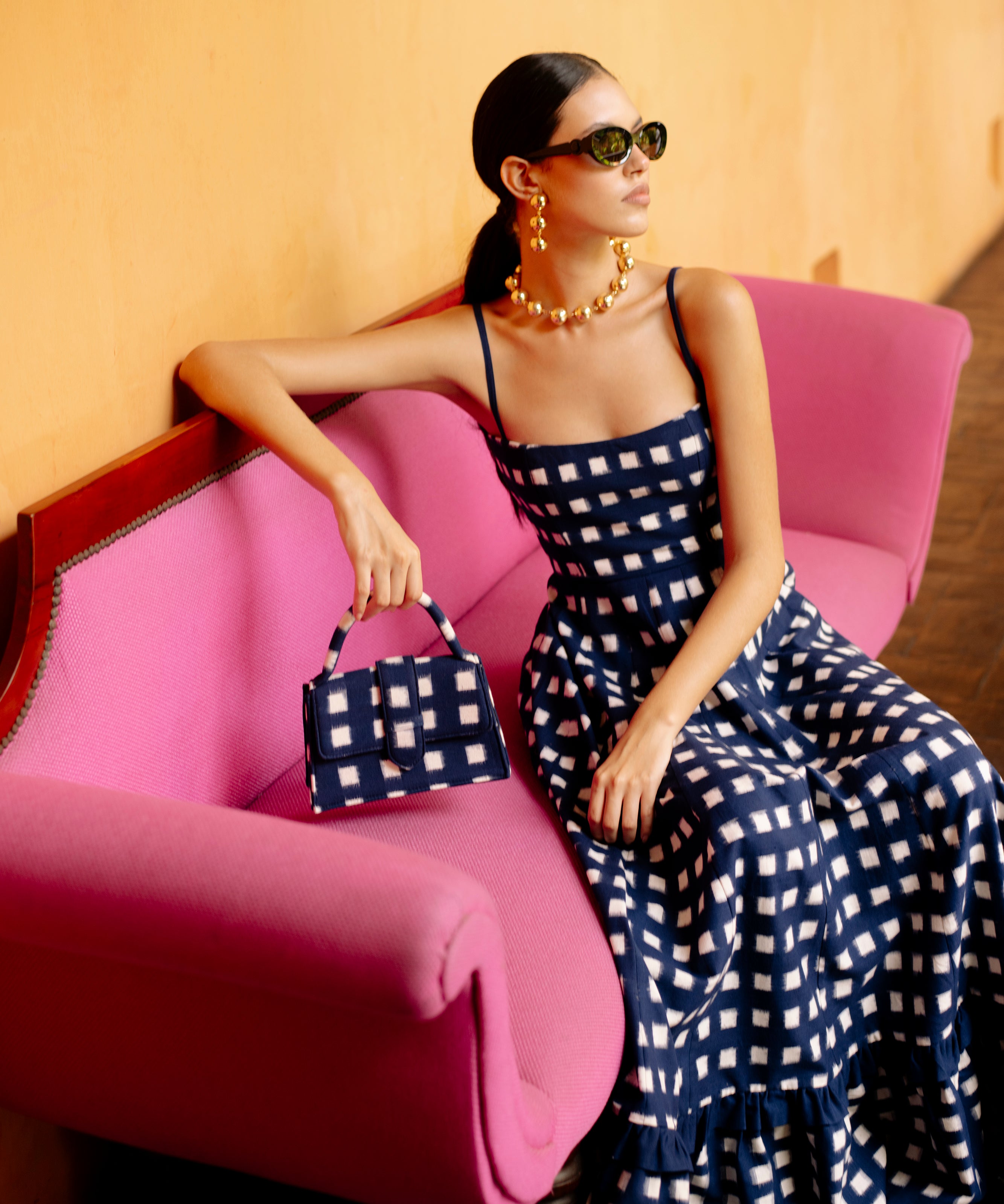 Navy Blue Checkmate Dress