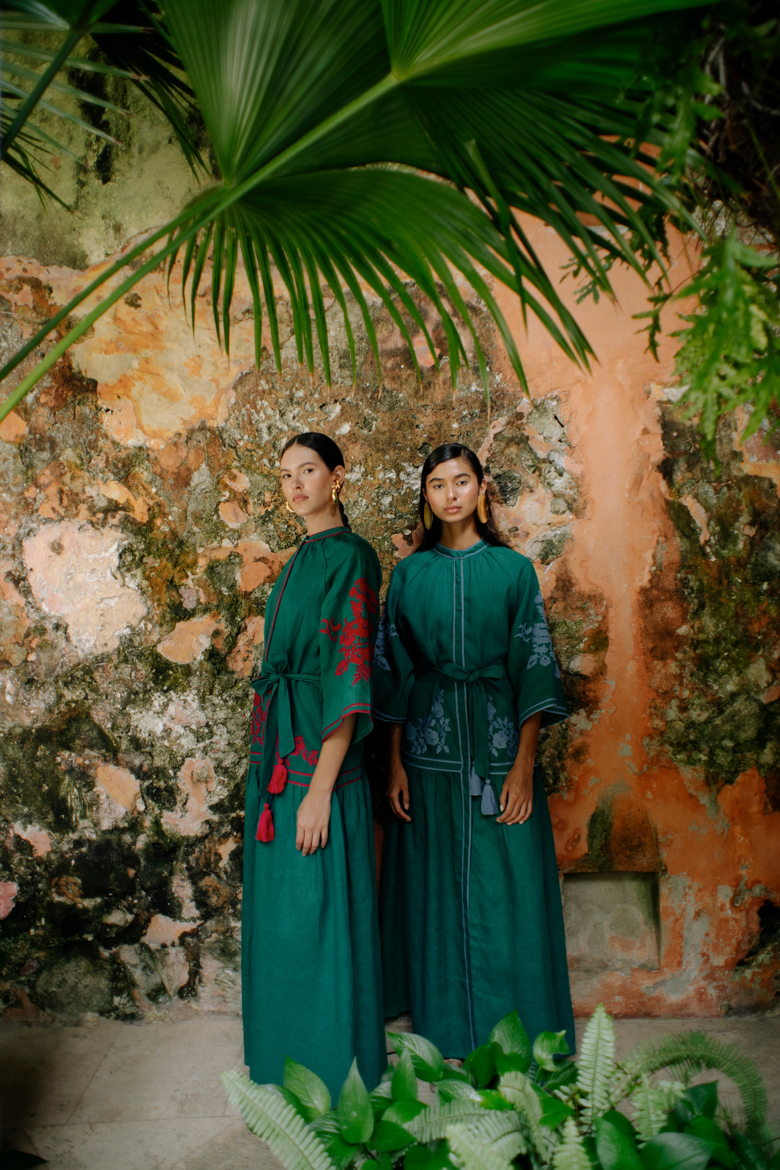 Emerald & Pink Swan Dress