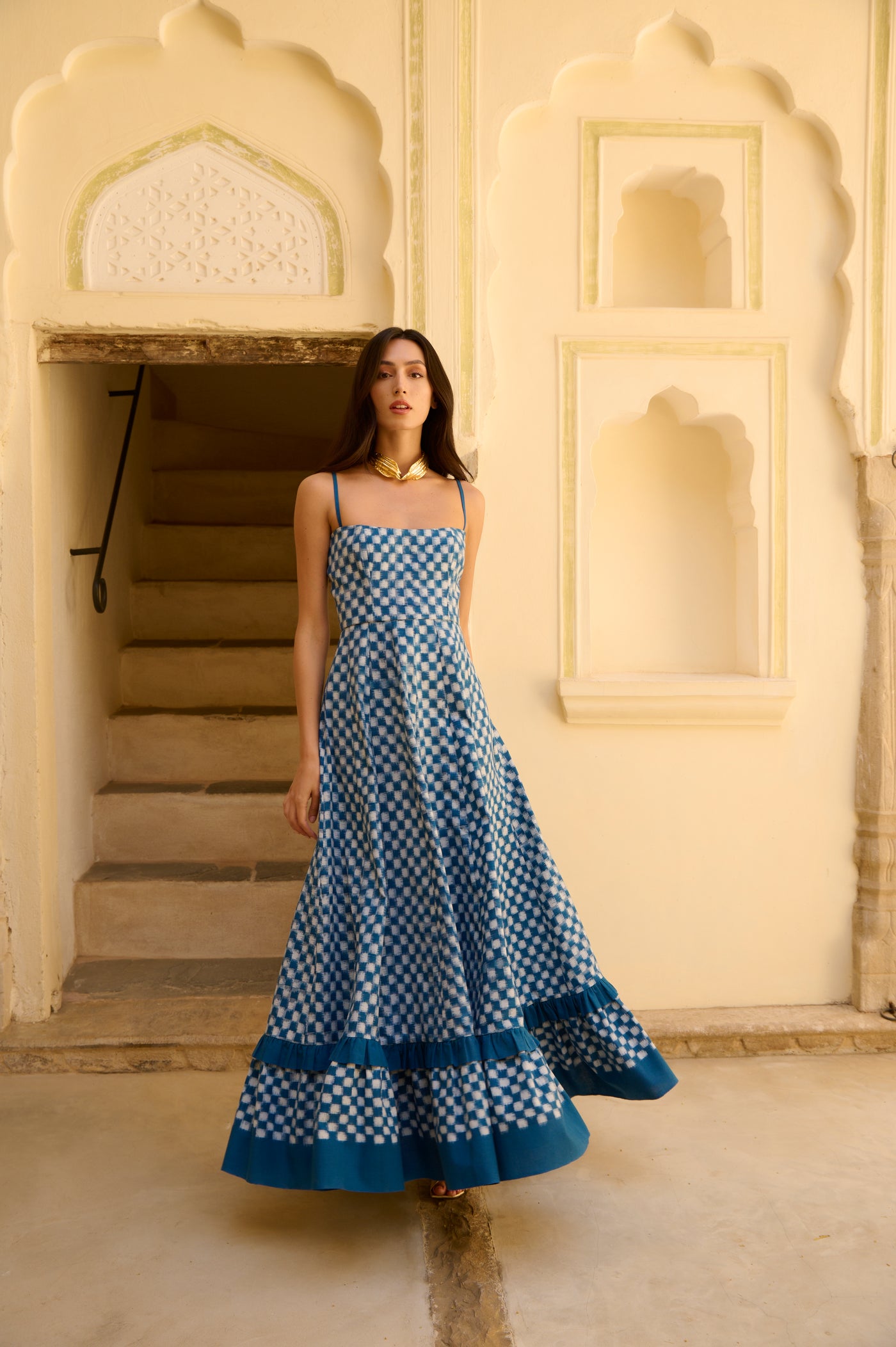 Blue Checkmate Dress De Castro Moda LLC Blue Checkmate Dress De Castro Moda LLC