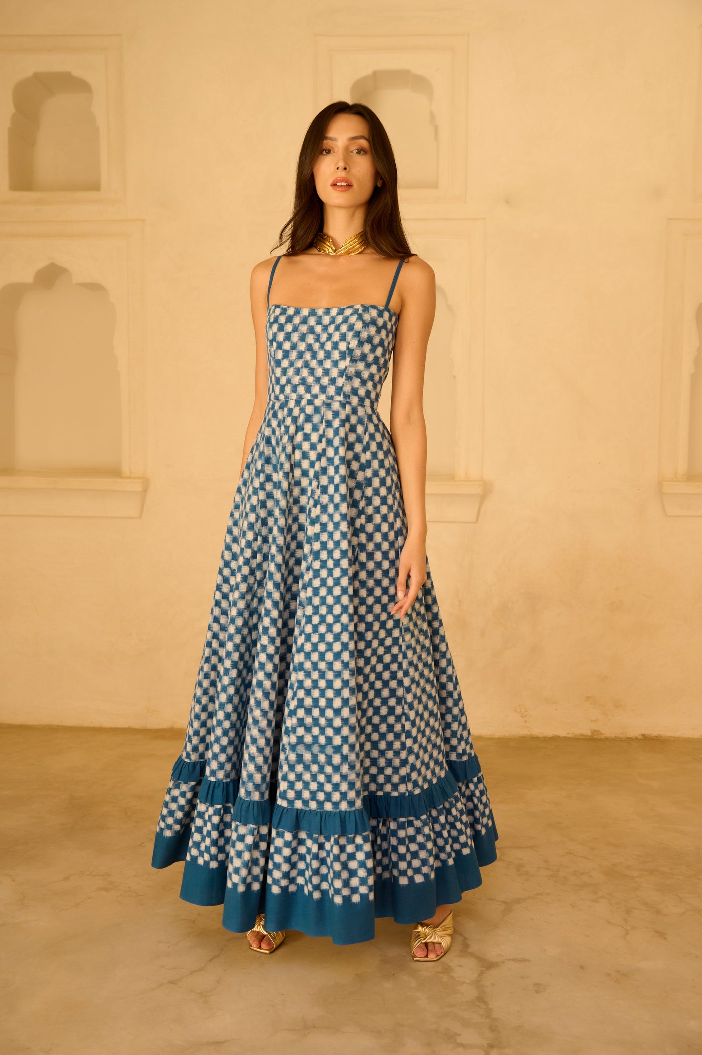 Blue Checkmate Dress De Castro Moda LLC Blue Checkmate Dress De Castro Moda LLC