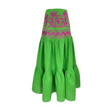 Green Espina Skirt with Pink Embroidery