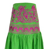 Green Espina Skirt with Pink Embroidery