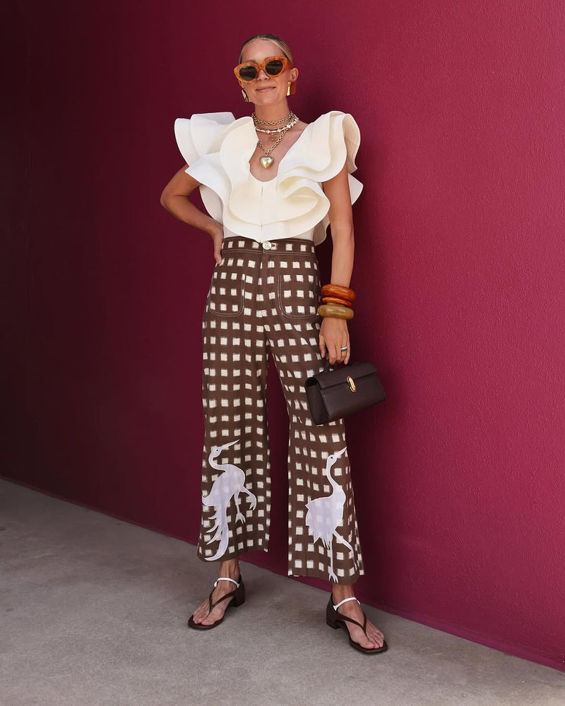 Brown Embroidered Picnic Trousers