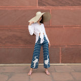 Blue Embroidered Picnic Trousers
