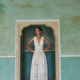 Ivory Garden Plunge Dress