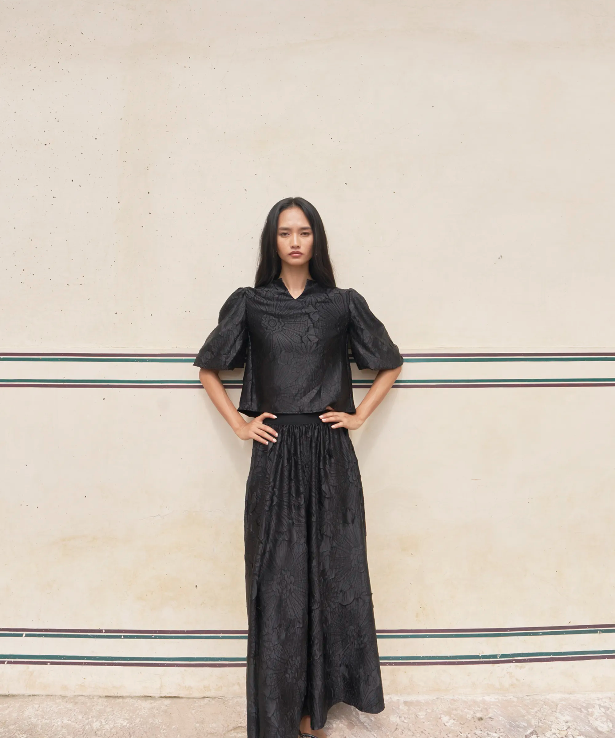 Black Pleated Set