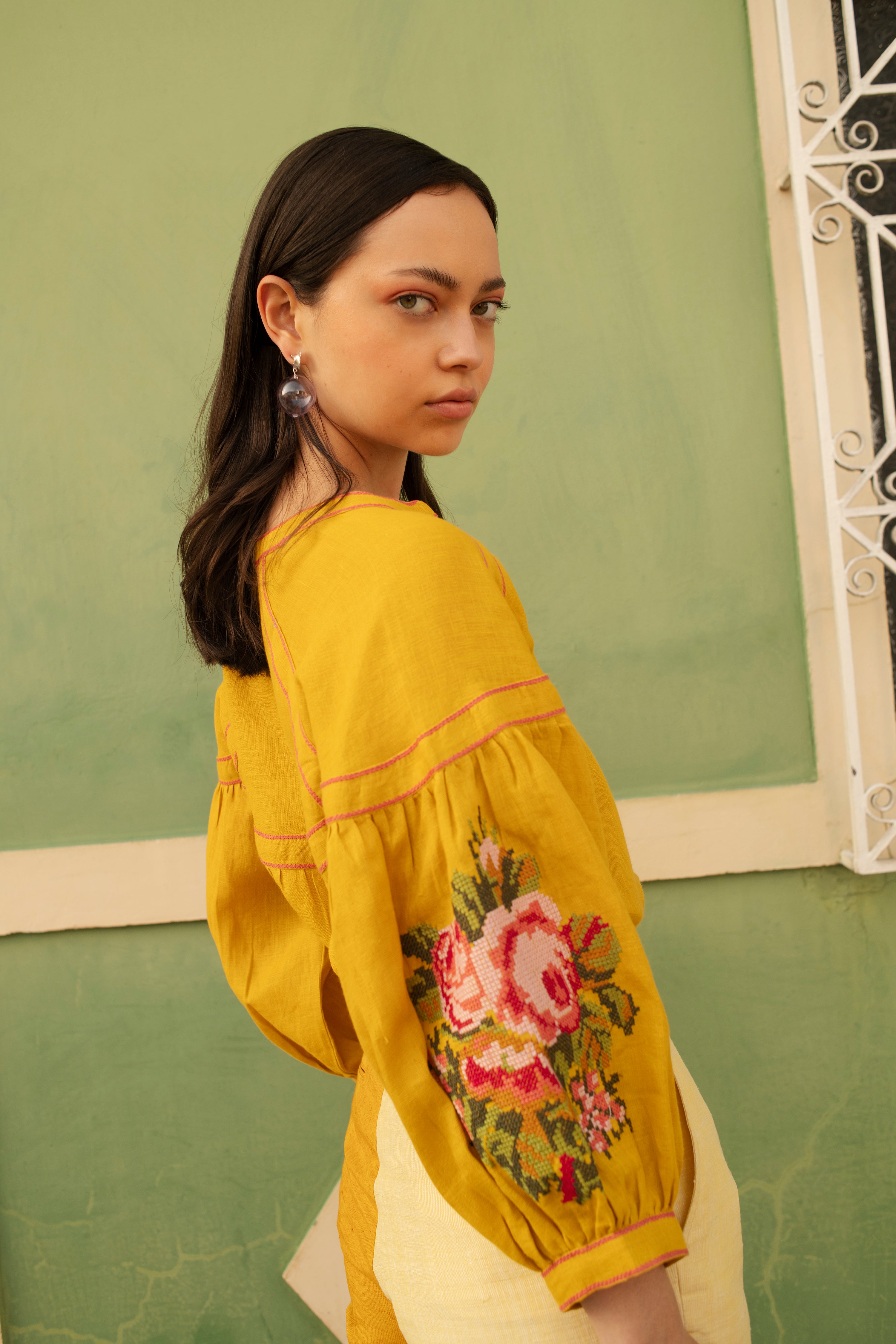 Mustard Peonie Blouse
