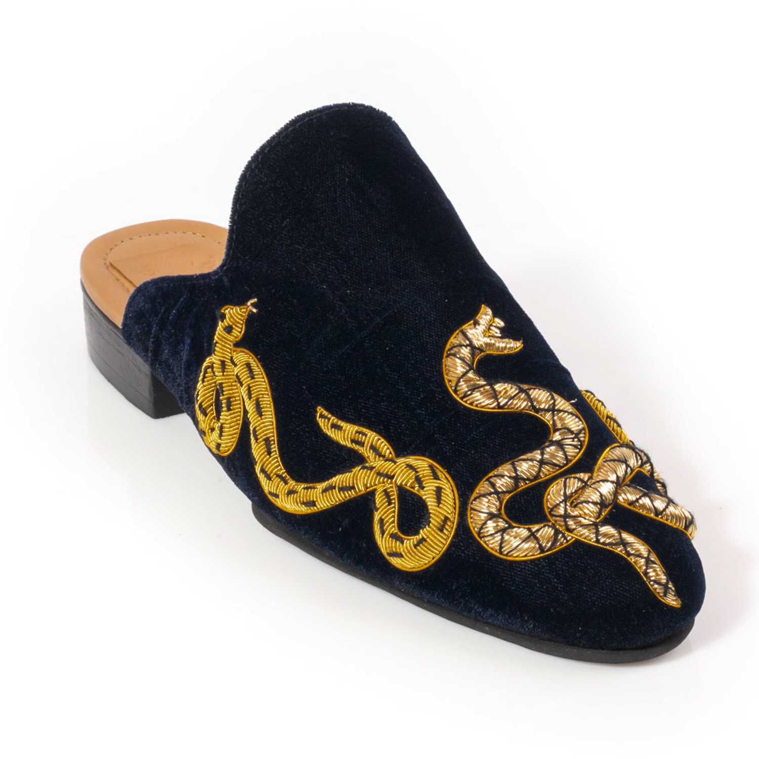 Golden Snake Dark Blue Slipper