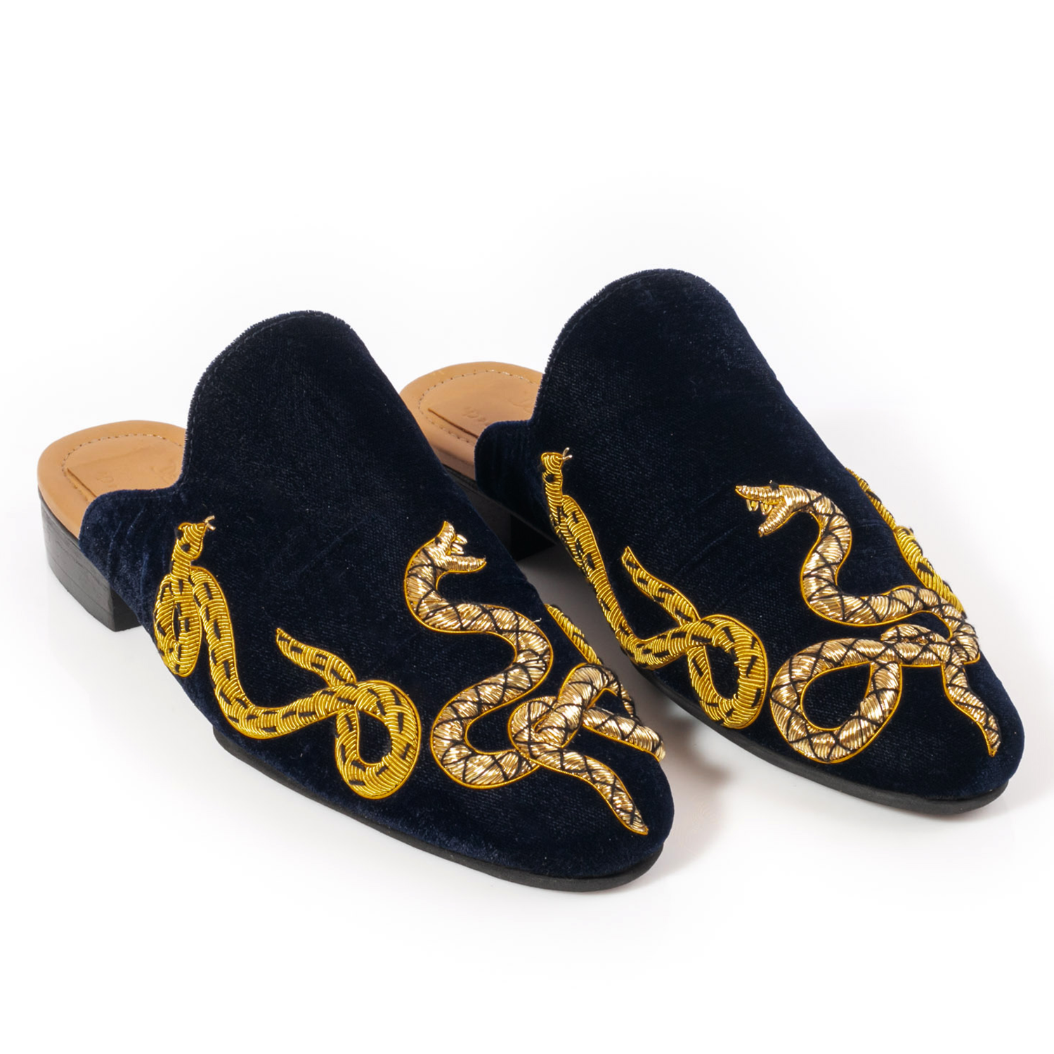 Golden Snake Dark Blue Slipper