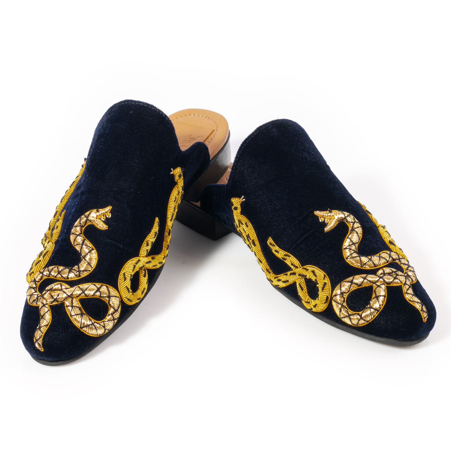 Golden Snake Dark Blue Slipper